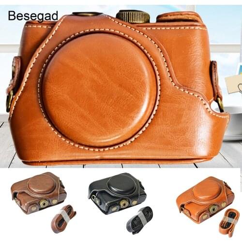 Besegad PU Leather Camera Protector Case Protective Bag w/ Adjustable Shoulder Strap for Sony DSC RX100 rx 100 M1 M2 M3 M4 M5