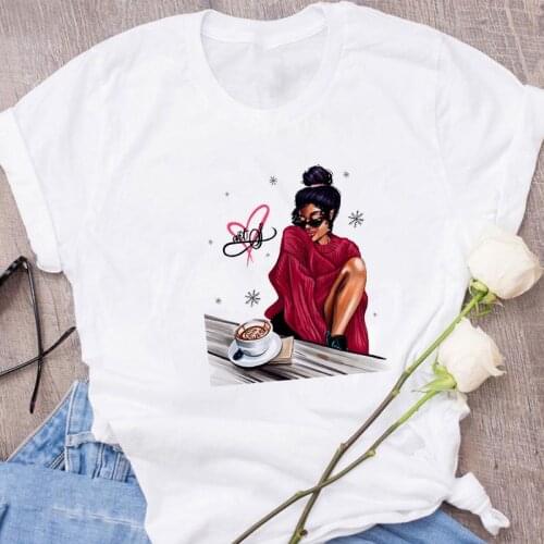 Summer Fashion beauty Print Casual T-shirt Harajuku Streetwear Tshirt Women white Short Sleeve O-Neck Top female T shirt clothes