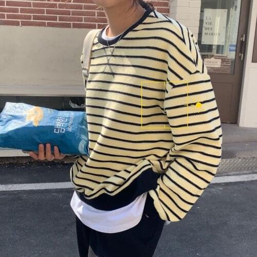 2021 Hoodies Woman Sweatshirt Spring Autumn Korean Stripe Medium Length Long Sleeve Casual Hoodies Woman