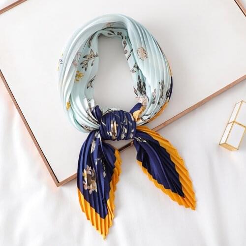 Women Silk Scarf Fashion Crinkle Print Lady Hair Square Scarves Fashion Female Shawl Bandana Foulard Wrap Neckerchief New Summer