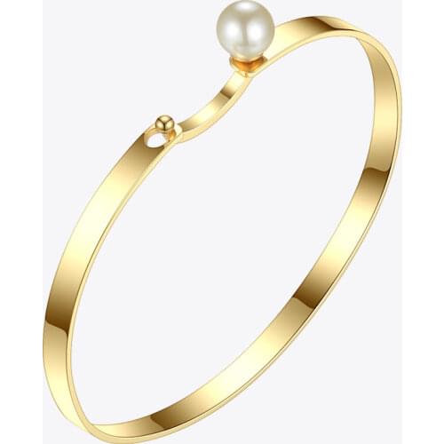 ENFASHION Pearl Ball Cuff Bracelets Bangles For Women Gold Color Stainless Steel Elegant Bangle Fashion Jewelry Lady Gifts B2051