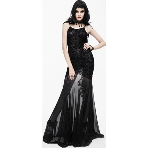 Eva Lady Womens Gothic Gown Long Dress Mermaid Sexy Embroidery Printing Backless Sling Prom Stage Dresses