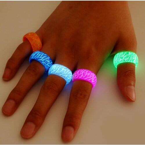 Women/Men Fashion Multi-color Glowing Luminous Plastic Ring Jewelry Accessory