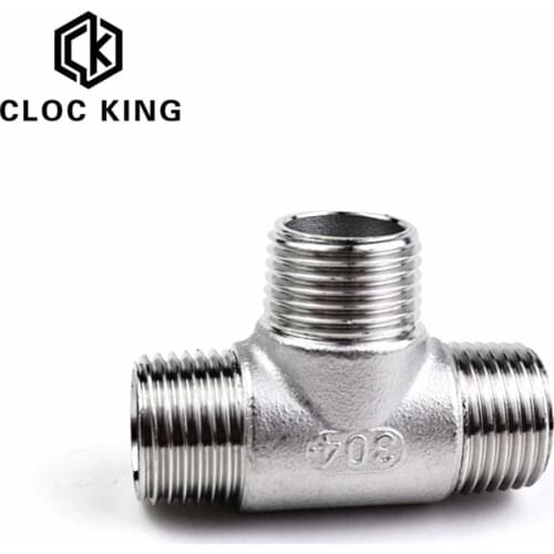 1/4" 3/8" 1/2" 3/4" 1" 1-1/4" BSPT Male*Male*Male Thread Tee Type 3 Way 304 Pipe Fitting Connector For Water Oil Air DN8 - DN32