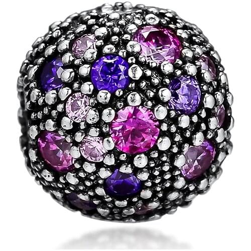 100% 925 Sterling Silver Purple & Multi-Color CZ Cosmic Stars Clip Beads for Jewelry Making Fits Original Charms Bracelets