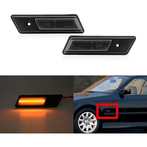 2PCs Smoked Lens Front Led Side Marker Indicator Turn Signal Lamp For BMW 3-Series E36 Pre-Facelift M3 316i 318i 325i 1990-1996