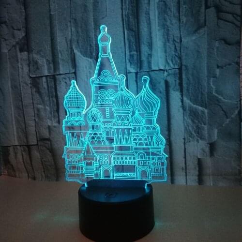 Building Castle 3d Nightlight Seven color Touch Led Visual Desk Lamp Light Gift Customized 3d Table Lamp