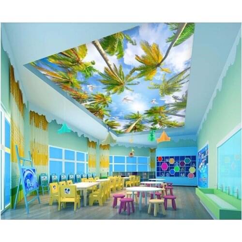 Custom photo 3d wallpaper Hawaiian summer coconut palms home improvement ceiling murals 3d wall murals wallpaper for walls 3 d