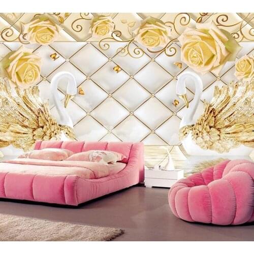 Papel de parede rose flower swan embossed 3d wallpaper murals,living room bedroom sofa TV wall kitchen papers home decor cafe