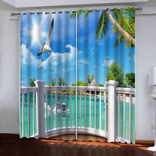 3D Curtains Beautiful view from the balcony Printing Window Curtain Living Room Bedroom Curtain Room 3D Curtain