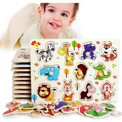 Childrens wooden hand scratch board puzzle early education Kids toys Shape Cartoon Alphabet Number Animal puzzle toy digital co