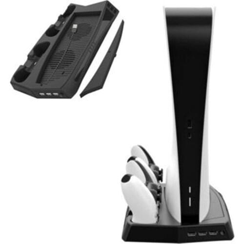 For PS5 DE/UHD Game Console Charging Stand Cooling Fan Disc Storage Rack Dock
