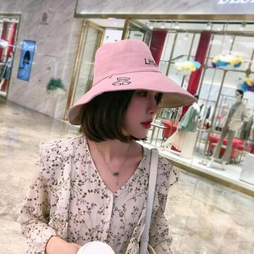 Double-Sided Bear Fisherman Hat Female Wild Tide Big Eaves Sunscreen Sunshade Face Hat