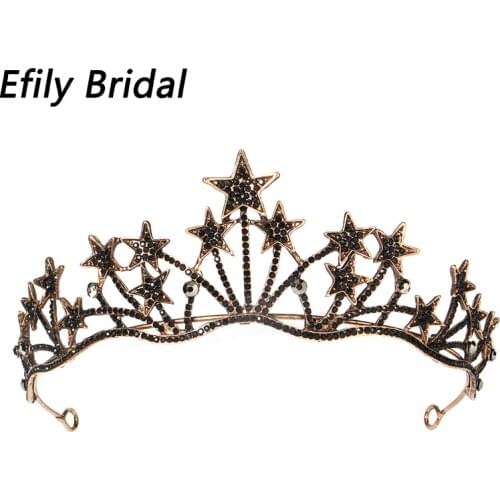 Efily Bridal Rhinestone Star Tiaras and Crowns for Women Hair Accessories Wedding Crystal Hair Jewelry Bridesmaid Headpiece