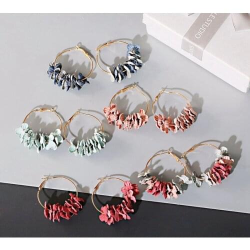 Elegant Fabric Flower Earrings For Women Korean Style Summer Lovely Boho Earrings Fashion Accessories Wholesale
