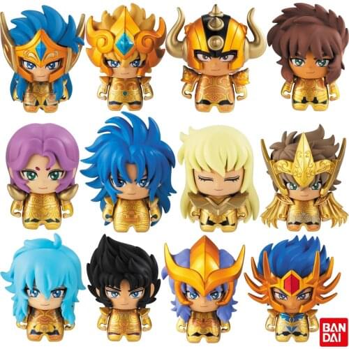 Bandai Genuine Gashapon Toys Saint Seiya Seiiki Juunikyuu Hen Gemini Virgo Cancer Aries Aquarius Q Version Action Figure Toys