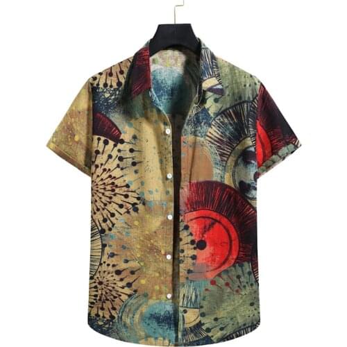 New mens shirt casual sleeve printed Hawaiian Shirt Mens shirt geometric pattern summer shirt tough mens shirt