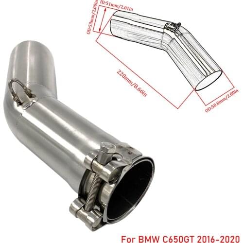 For BMW C650GT 2016 2017 2018 2019 2020 moto Muffler Exhaust Middle Link Pipe Slip On Muffler Reserve Cat C650GT C650 GT 16-20