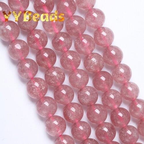 5A Quality Natural Strawberry Quartz Crystals Beads Round Loose Beads For Jewelry Making DIY Bracelets Necklaces 4 6 8 10 12mm
