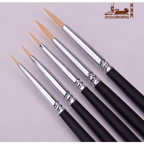 Zhouxinxing 5Pcs/Set Fine nylon hair Handmade Thin hook line pen brush oil painting pen Paint Brush Art Supplies Brush Painting