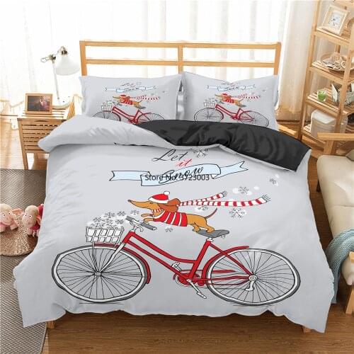 3D Dachshund Digital Print Bedding Set High Quality Down Quilt Cover Pillowcase Cartoon Animal Home Textile