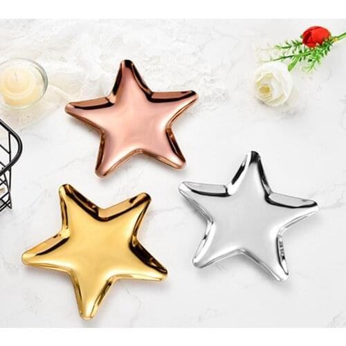 Simple Stainless Steel Storage Tray Five-pointed Star Shape Simple Organizer Plate Jewelry Cosmetic Desktop Storage Tray