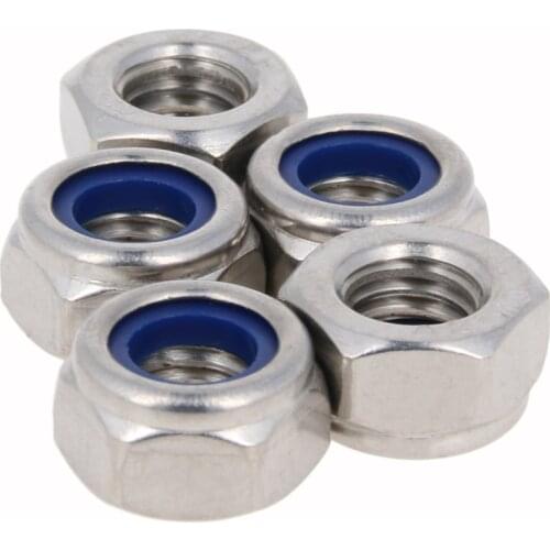 Mromax M10 Thread 304/316 Stainless Steel Nylon Insert Lock Nuts -Locking Hex Nuts Home Improvement Accessories Tools