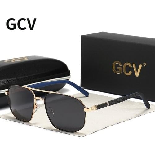 GCV 2021 Brand Classic Pilot Square Polarized Sunglasses Metal Frame Mens Driving Male Sun Glasses Eyewear UV Blocking Luxury