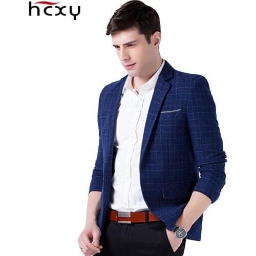 HCXY 2019 New Luxury Men Blazer Spring autumn Fashion Brand Cotton Slim Fit Male Suit jacket Jaqueta Masculino Blazers Men 5XL