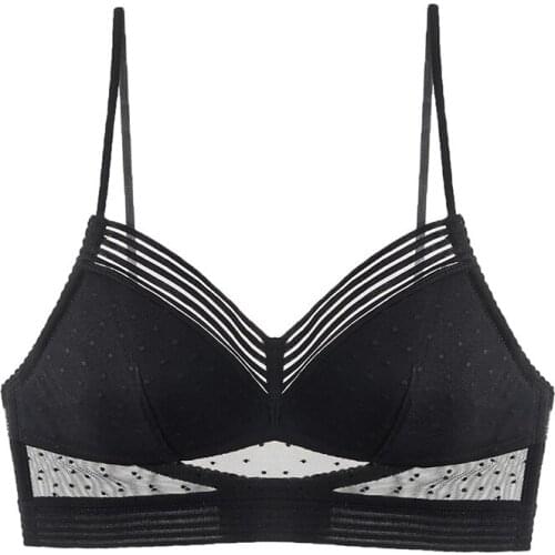 New Style Dot Mesh Thin Bra Triangular Woman Soft Seamless Backless Beautiful Back Sexy Bralette Encaje Mujer