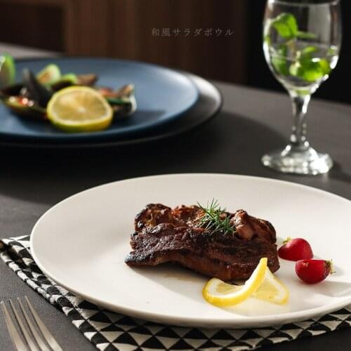 Solid Western Food Plate Matte Round Steak Plate Frosted Dinner Plate Ceramic Tableware Salad Nordic Flat Breakfast Plate