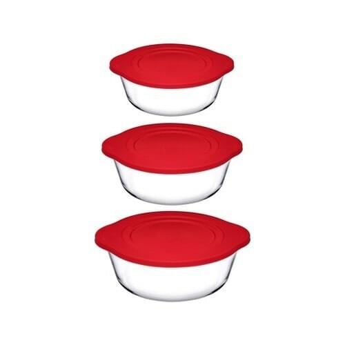 Pasabahce 840 cc -1450 cc- 2100 cc-Clamshell 3 Piece Clamshell Glass Storage Container 4 Pcs Breakfast 220 cc Kitchen Dining Enclosure