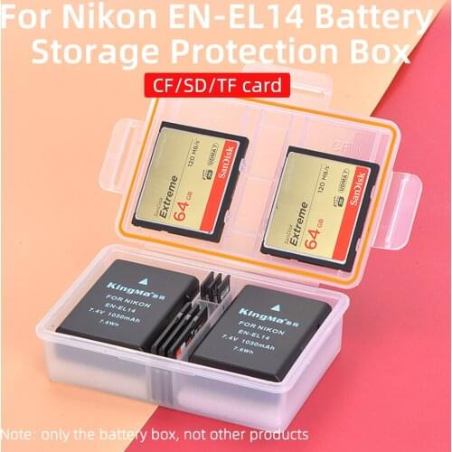 KingMa 10PCS Battery Plastic Case Holder Battery Storage Box For Nikon EN-EL14 Battery DSLR D3200 D3300 D3400 D3100 D5100 D5200