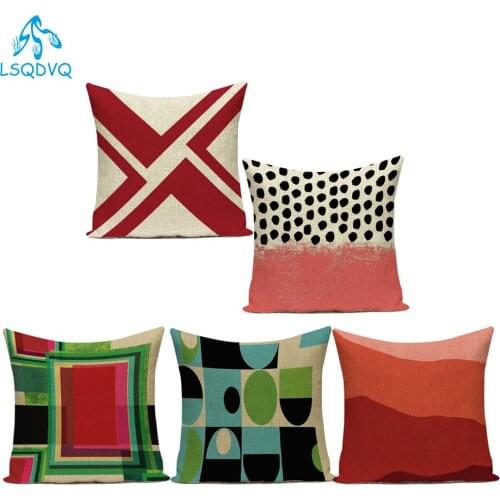 Polyester Decorative Throw Pillows Case Colorful Abstract Geometry Cojines Decorativos Para Sofa Couch Pillows Cushion Cover