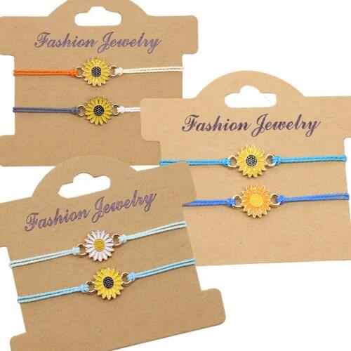 Popular jewelry personality simple sunflower daisy bracelet wax thread woven chrysanthemum bracelet multicolor ladies jewelry