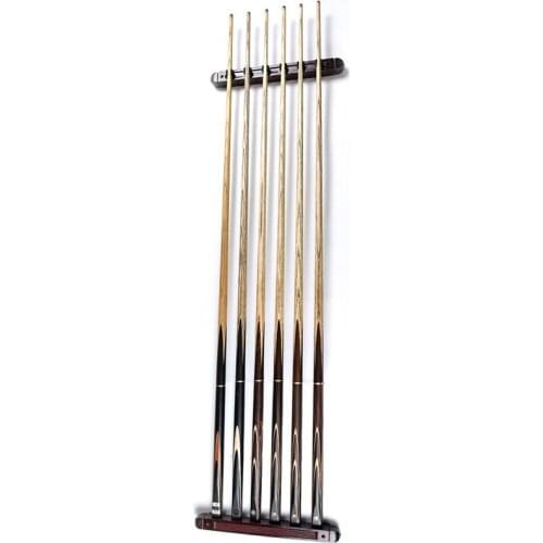 1 Set Professional Billiard Pool Wall Mount Hanging 6 Cue Sticks Wood Rack Holder For Snooker Cue Space Saving Holder Wine Red