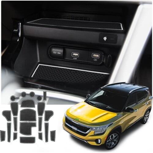 LFOTPP Door Groove Mat For Seltos 2021/Celltos 2019 2020 Car Anti-Slip Gate Slot Pads Auto Interior Accessories Red White 20 Pcs