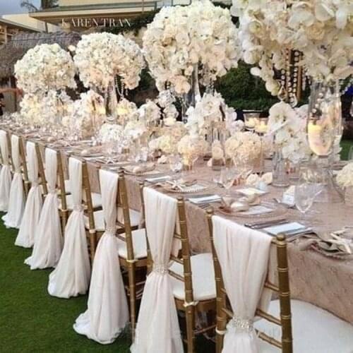Size of 180 X 280cm White Chiffon Wedding Chair Cover Sashes Romantic Wedding Banquet Chair Decoration 50 pieces/lot