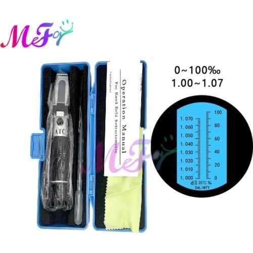 Handheld Refractometer Sea Salinity Meter Salt Water Concentration Teat Aquarium Mariculture Breeding Gravimeter 0~100