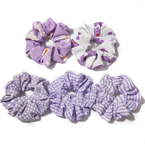 Colorful Korean Plaid Scrunchies Elastic Hair Rubber Bands for Women Girl Holiday Headwear Ponytail Hair Accessories