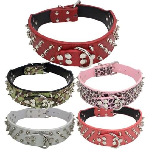 Spiked Studded Small Large Dog Collar Rivet Accessory Hond Neck Strap For Puppy Necklace Leather PU Pitbull Bulldog Pet Supplies