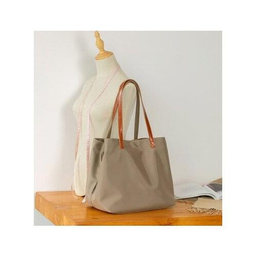 Women nylon big size tote handbag for female causal soft light weight khaki black dark green one shoulder bag