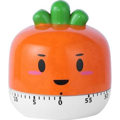 Timer No Batteries Required 100% Mechanical Cute Kitchen Timer Stainless Steel Precision Life Timer (Carrot Shape)