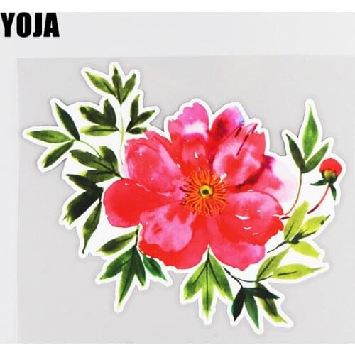 YOJA 18.6×15.4CM Color Ink Painting Scratch Block Car Sticker Classic Flowers Windshield Decoration Decals 19B-0070