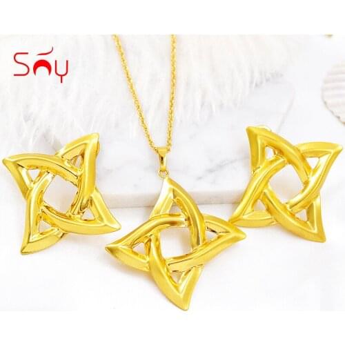 Sunny Jewelry Trendy Big Star Jewelry Sets Clip Earrings Pendant Necklace For Women Girls For Party Statement Fashion Jewelry