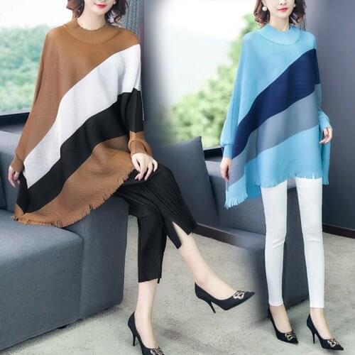 2021 Women New Fashion Shirts Loose Long-sleeved T-shirt Irregular Color Matching Tops Tees Women Casual Pleats Clothes