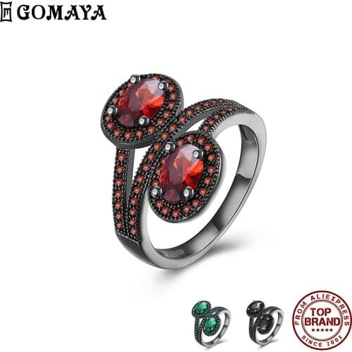 GOMAYA Two Oval Clear Zirconia Rings For Women Personality Creativity Ring Prom Festival Gift Surprise For Girlfriend Jewelry