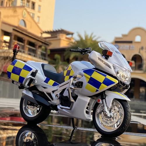 NEW 1:12 Guest Patrol Motorcycles Simulation Diecast Alloy Police Motorcycle Model With Sound and Light Collection Kids Toy Gift