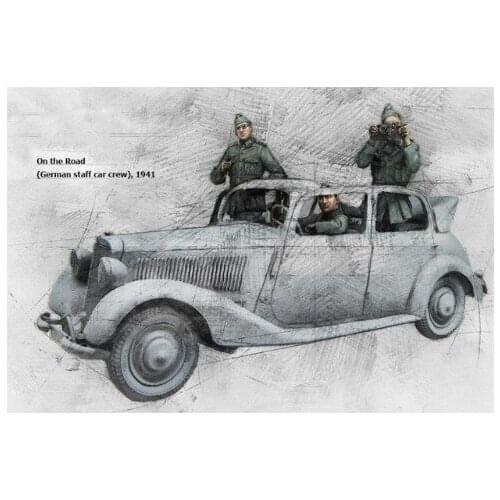 1/35 Scale German Staff Car Crew 3 People Miniatures World War II Unpainted Resin Model Kit Figure Free Shipping