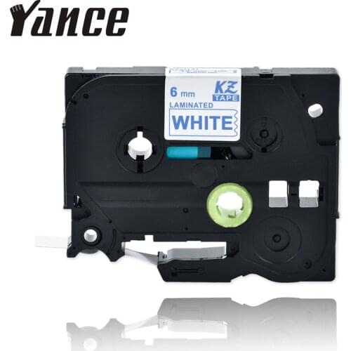 1Pcs label tape Tze 213 Tz213 Laminated Compatible For Brother label printer 6mm blue on white tze tape tze213 label maker tape